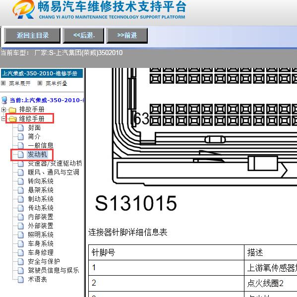 2010年上汽荣威350发动机针脚定义