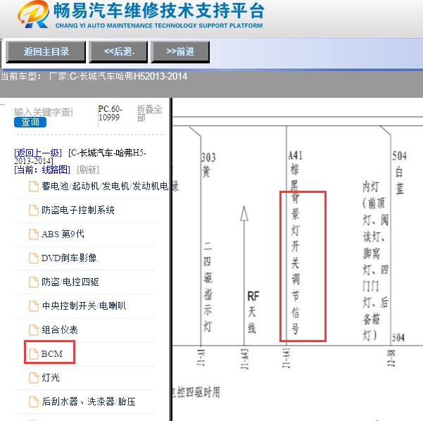 2013年哈弗H5仪表背景灯调光开关电路图