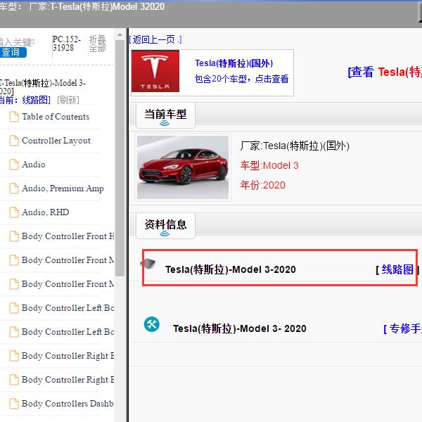 2020年Tesla(特斯拉)-Model 3 全车电路图