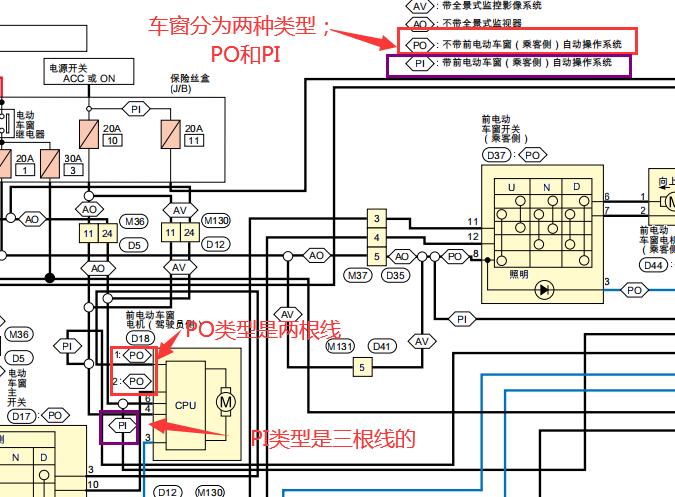 2022年日产轩逸车窗电路图