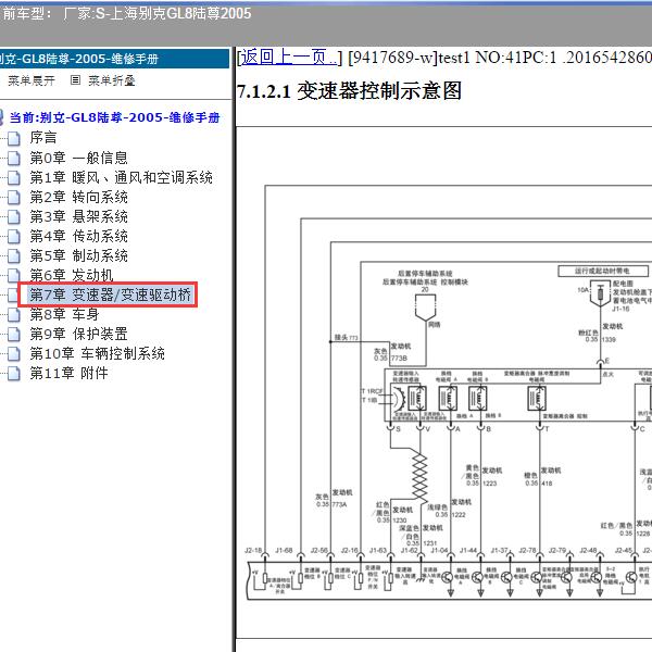 2005年上海别克-GL8陆尊 变速箱电路图