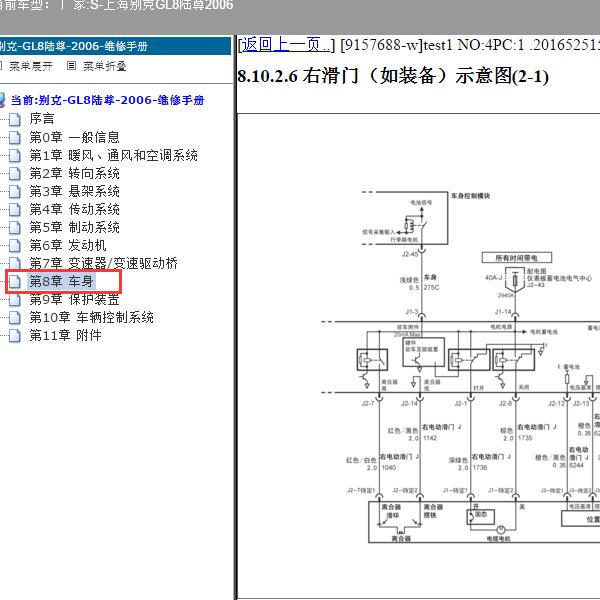 2006年上海别克-GL8陆尊 滑门电路图