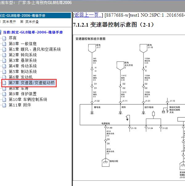 2006年上海别克-GL8陆尊 变速箱电路图