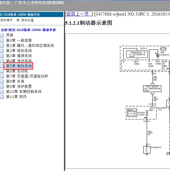 2006年上海别克-GL8陆尊 制动踏板电路图