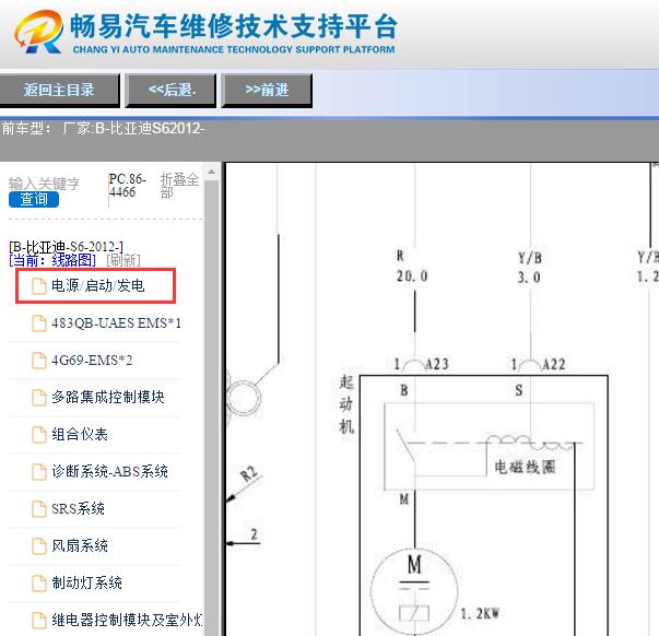 2012年比亚迪S6启动电路图