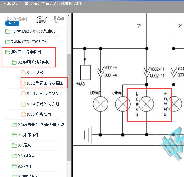 2019年东风风光330转向灯电路图