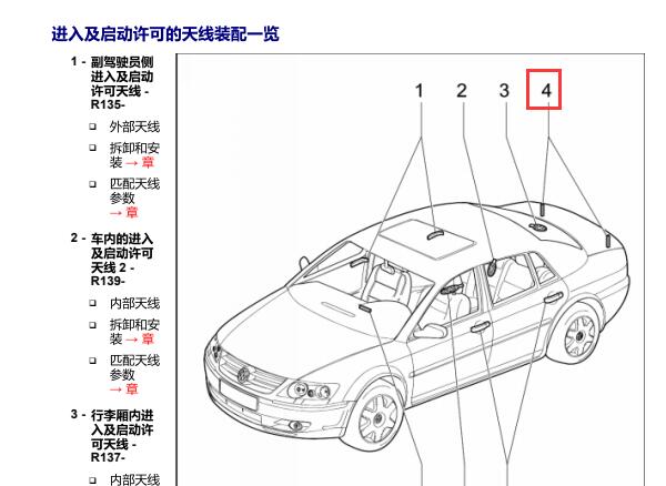 2011年大众辉腾无钥匙天线位置