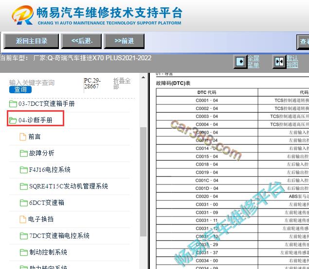 2021-2022年奇瑞汽车捷途X70 PLUS 故障码诊断手册