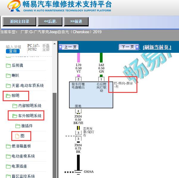 2019年吉普自由光转向灯电路图