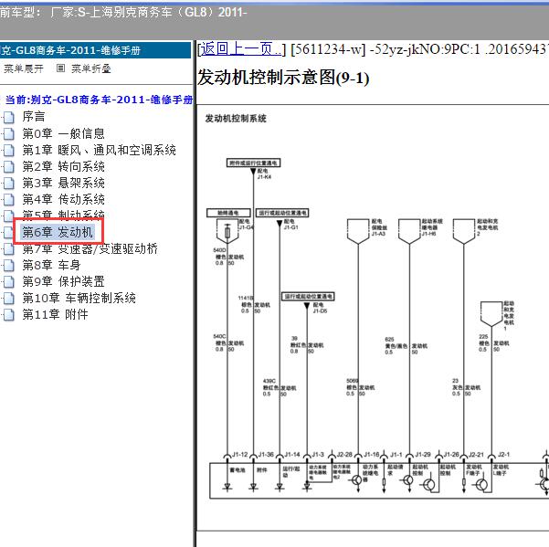 2011年上海别克-商务车（GL8）发动机电路图