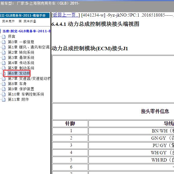 2011年上海别克-商务车（GL8）发动机针脚