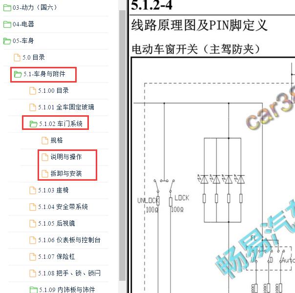 2019年长安CS75 车窗电路图和维修手册