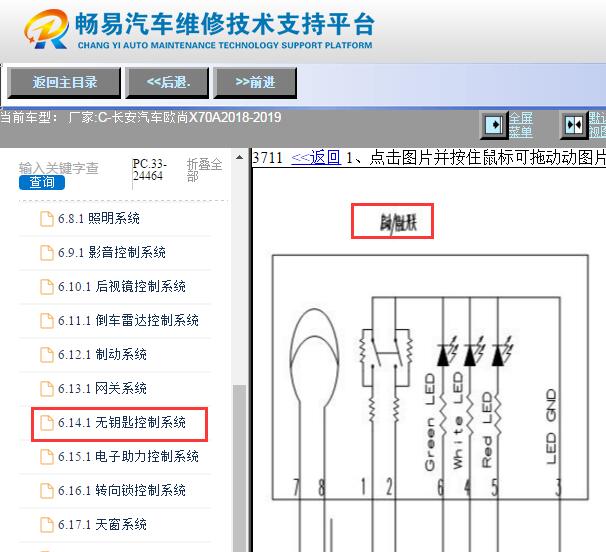 2018-2019年长安欧尚X70A点火启动开关电路图