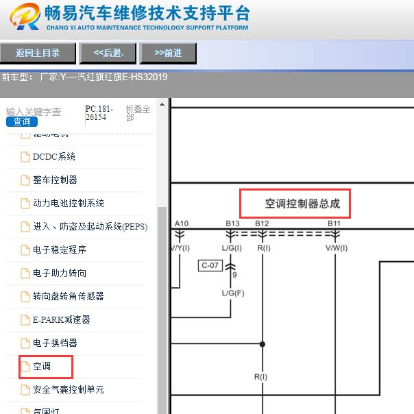 2019年红旗E-HS3空调面板电路图