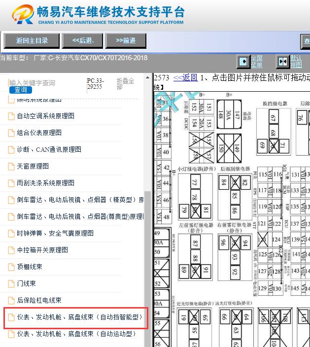 2016-2018年长安CX70 保险丝继电器位置资料