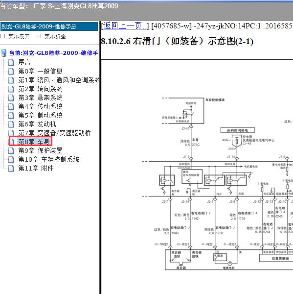 2009年上海别克-GL8陆尊 车门电路图