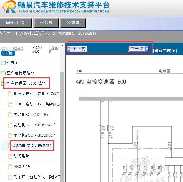 2012-2017年长城风骏5四驱电路图