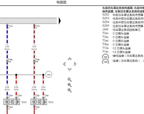 2015年大众CC倒车雷达电路图