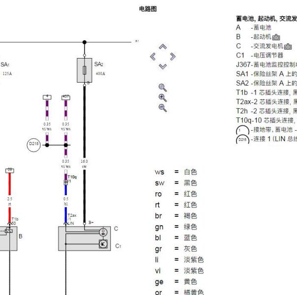 2018年大众途昂起动电路图和位置