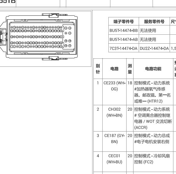 2018年林肯大陆3.0发动机针脚定义