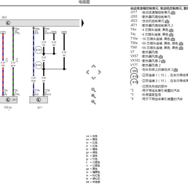 2021年奥迪Q7 发动机风扇电路图