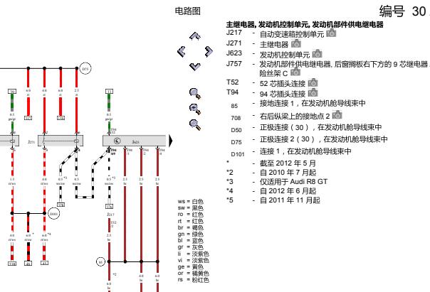 2009年奥迪R8发动机电路图和针脚资料