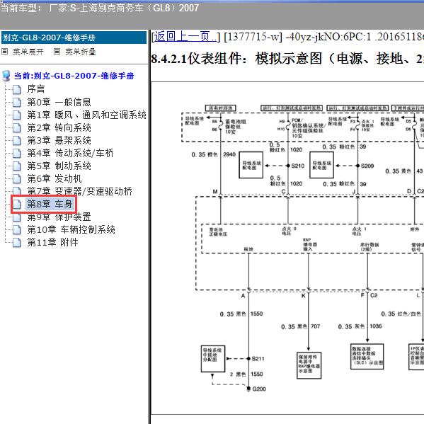 2007年上海别克-商务车（GL8）仪表电路图