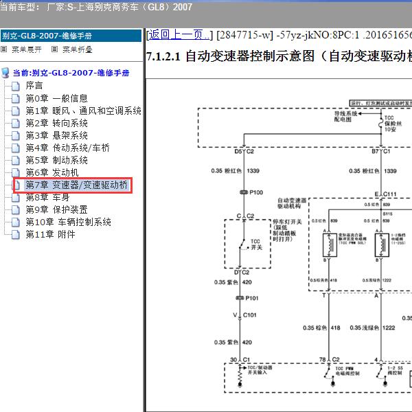 2007年上海别克-商务车（GL8）变速箱电路图