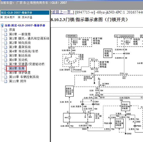 2007年上海别克-商务车（GL8）中控门锁电路图