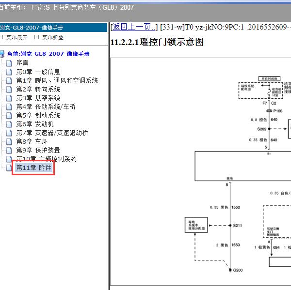 2007年上海别克-商务车（GL8）遥控门锁电路图