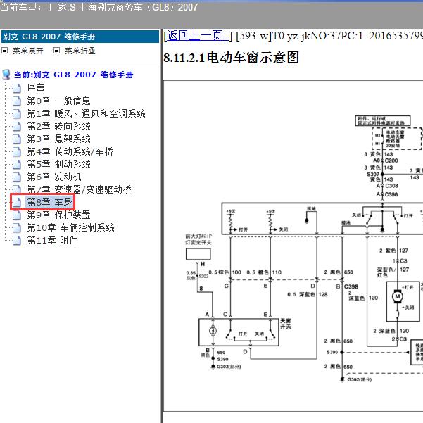 2007年上海别克-商务车（GL8）天窗电路图