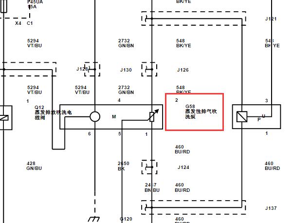 2021年别克GL8发动机碳罐吹洗泵电路图