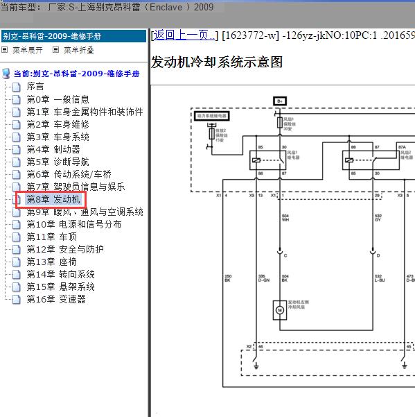 2009年上海别克-昂科雷 冷却系统电路图