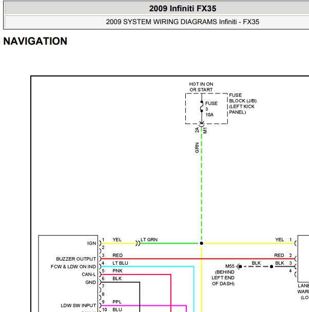 2009年英菲尼迪FX35 导航电路图
