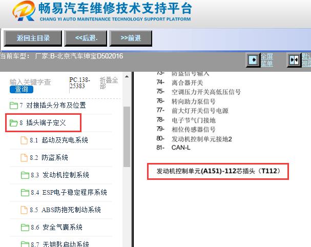 2016年北京汽车绅宝D50发动机电路图资料