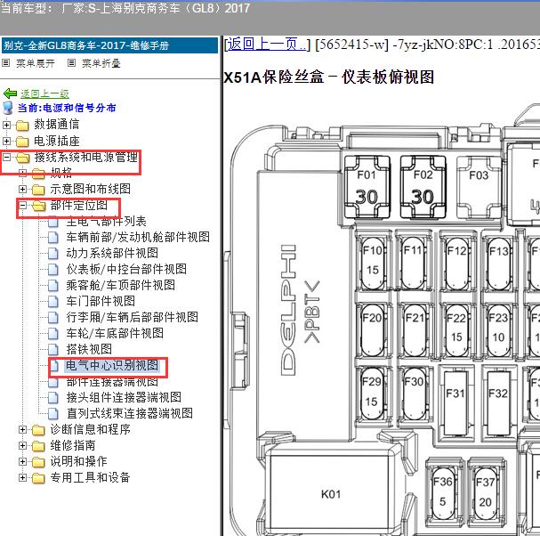 2017年别克GL8 室内保险盒说明