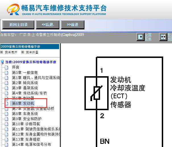 2009年雪佛兰科帕奇发动机水温传感器电路图