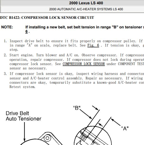 2000年雷克萨斯LS400 B1422故障码资料