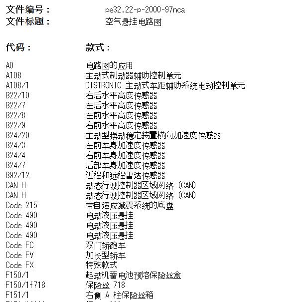 2020年奔驰GLS450悬架电路图和位置
