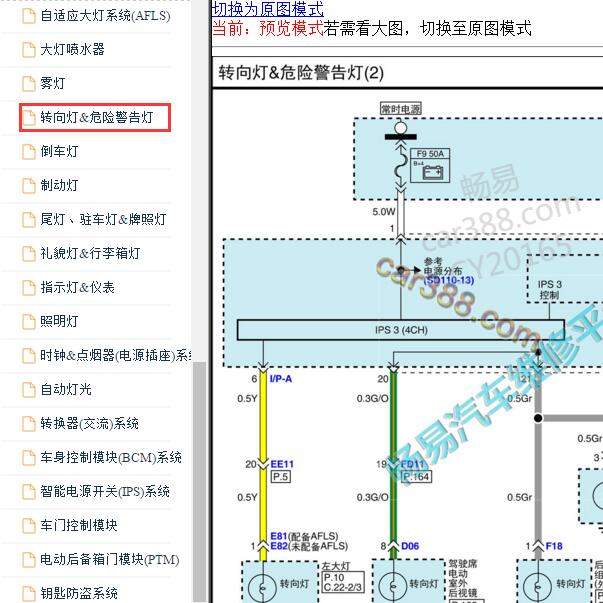 2014-2016年现代格越转向灯电路图