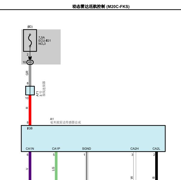 2022年丰田凌尚前雷达传感器电路图