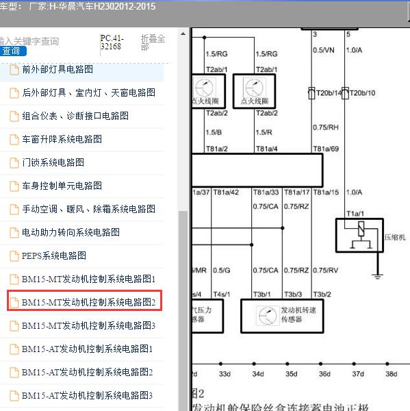 2012-2015年华晨汽车-H230 压缩机电路图