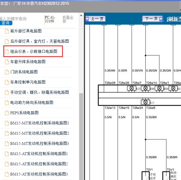 2012年华晨汽车-H230 组合仪表电路图