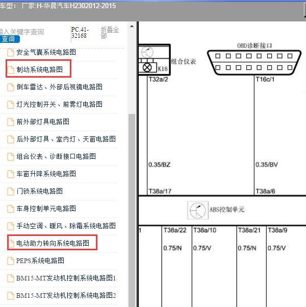 2012-2015年华晨汽车-H230 ABS和转向电路图