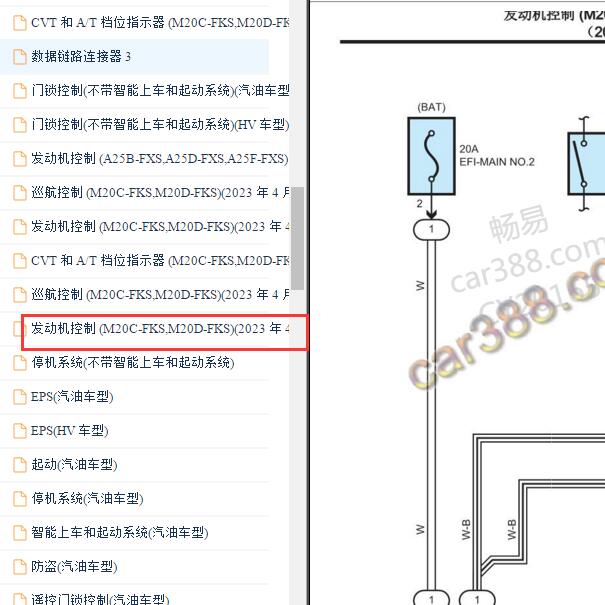 2023年丰田威兰达M20C发动机电路图.