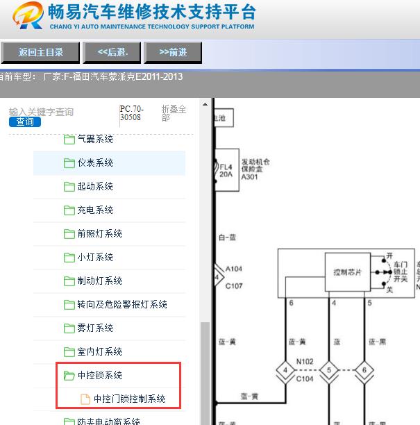 2013年福田蒙派克E门锁防盗电路图
