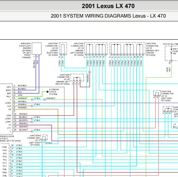 2001年雷克萨斯LX470车门电路图