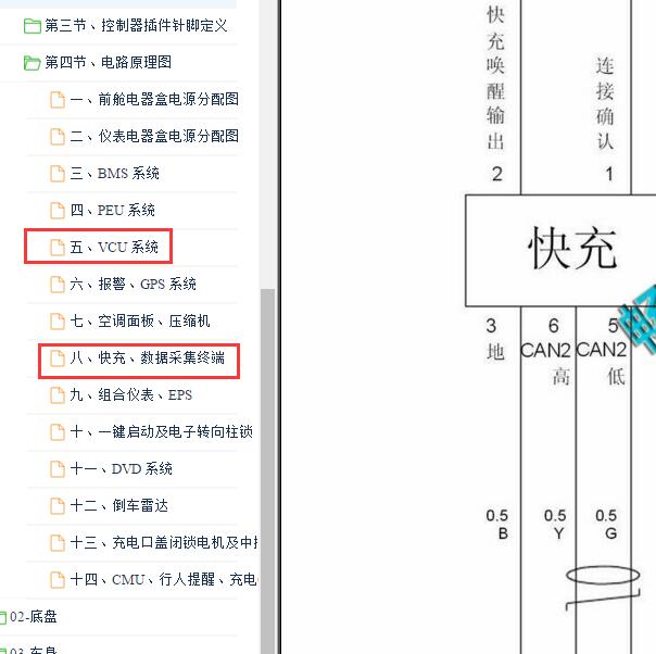 2016-2017年北汽新能源EU260充电系统电路图