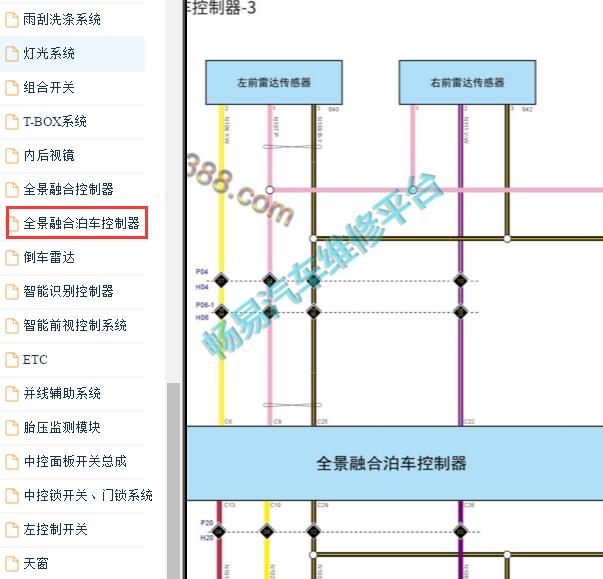 2019-2020年哈弗F7前雷达电路图