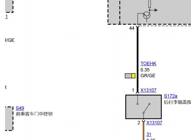 2011年宝马120i行李箱锁电路图